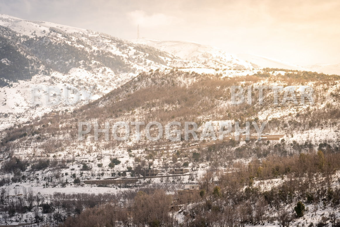 Beautiful day for photography in Chouf in the winter with snow.