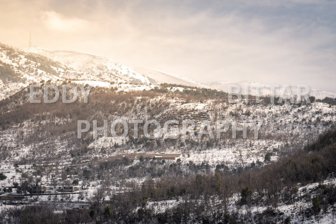 Beautiful day for photography in Chouf in the winter with snow.