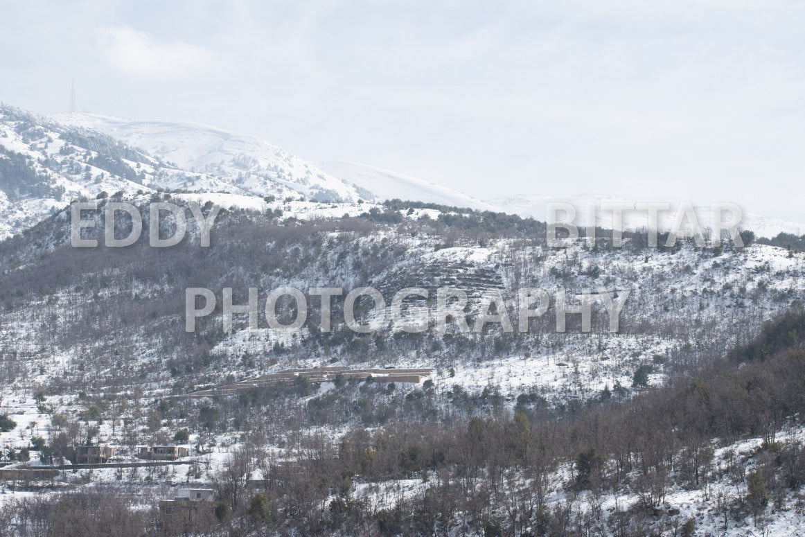 Beautiful day for photography in Chouf in the winter with snow.