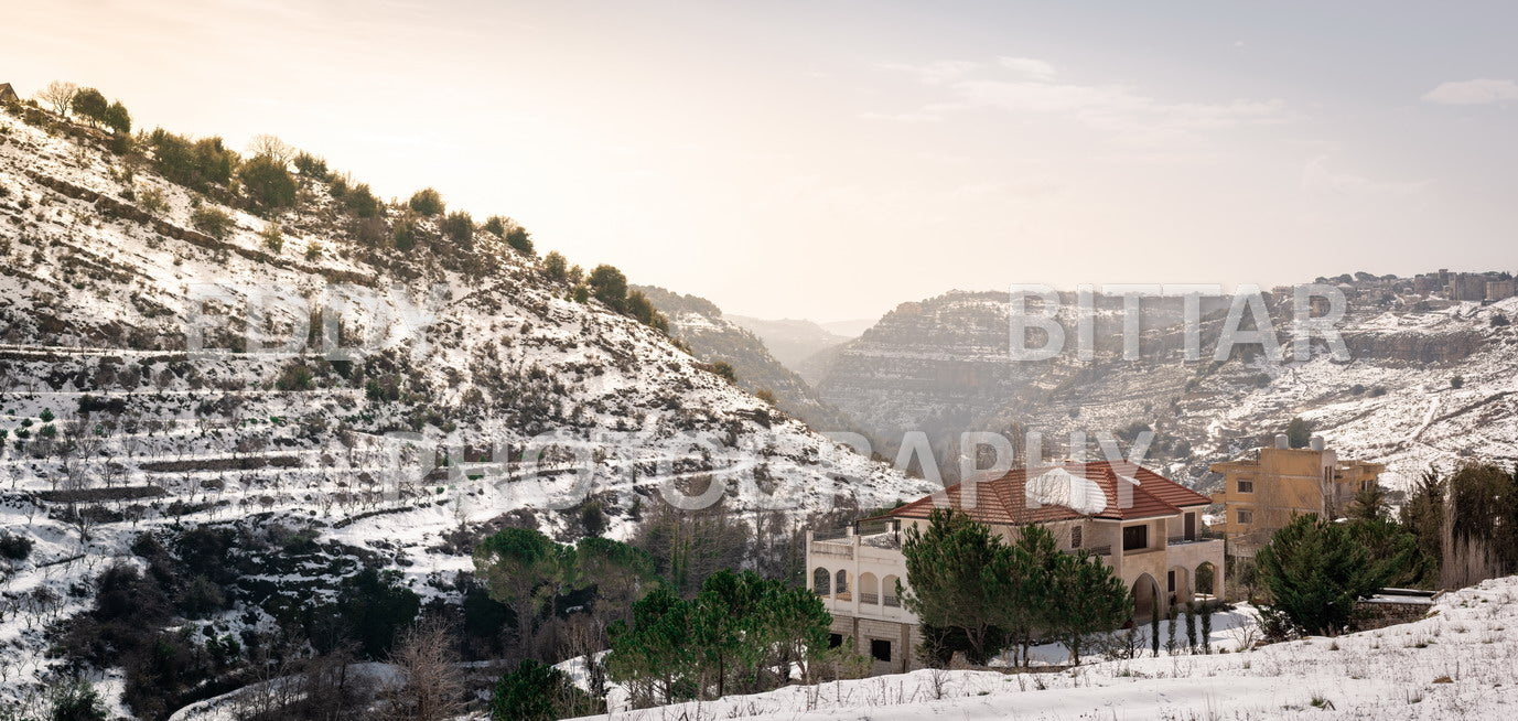 Beautiful day for photography in Chouf in the winter with snow.