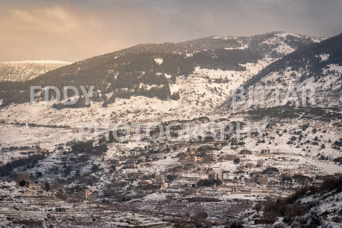 Beautiful day for photography in Chouf in the winter with snow.