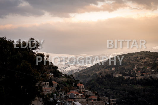 Beautiful day for photography in Chouf in the winter with snow.