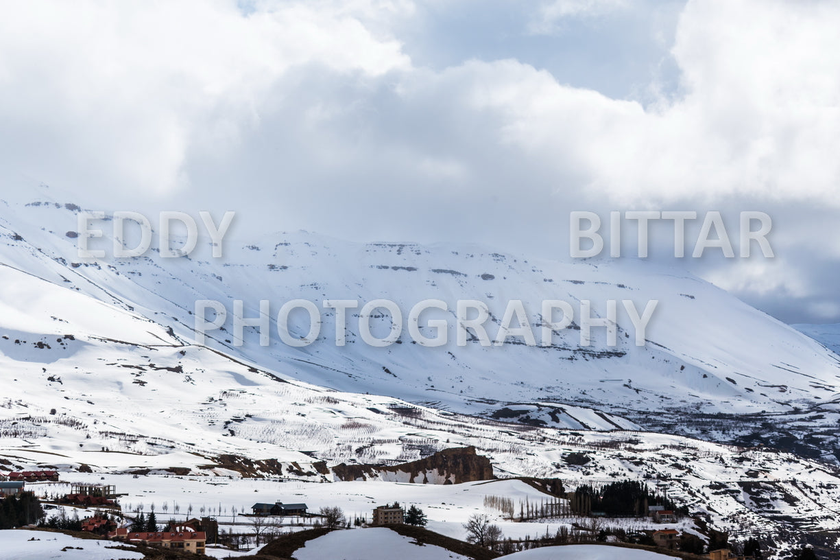 Snow-covered mountains in the Cedars