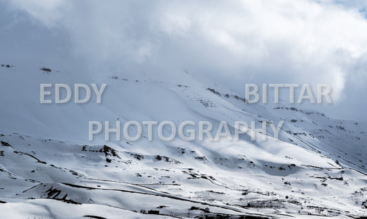 Snow-covered mountains in the Cedars