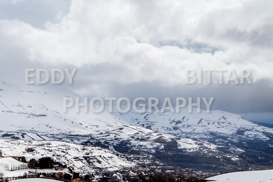 Snow-covered mountains in the Cedars