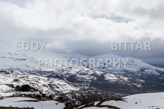 Snow-covered mountains in the Cedars