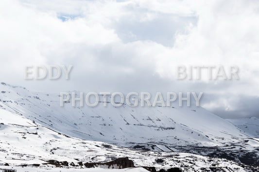 Snow-covered mountains in the Cedars