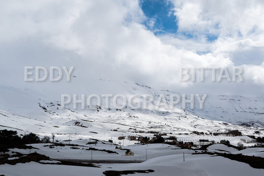 Snow-covered mountains in the Cedars