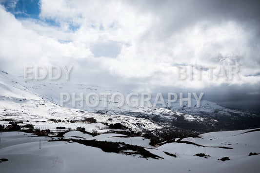 Snow-covered mountains in the Cedars