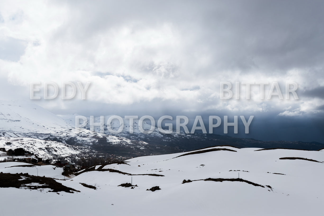 Snow-covered mountains in the Cedars