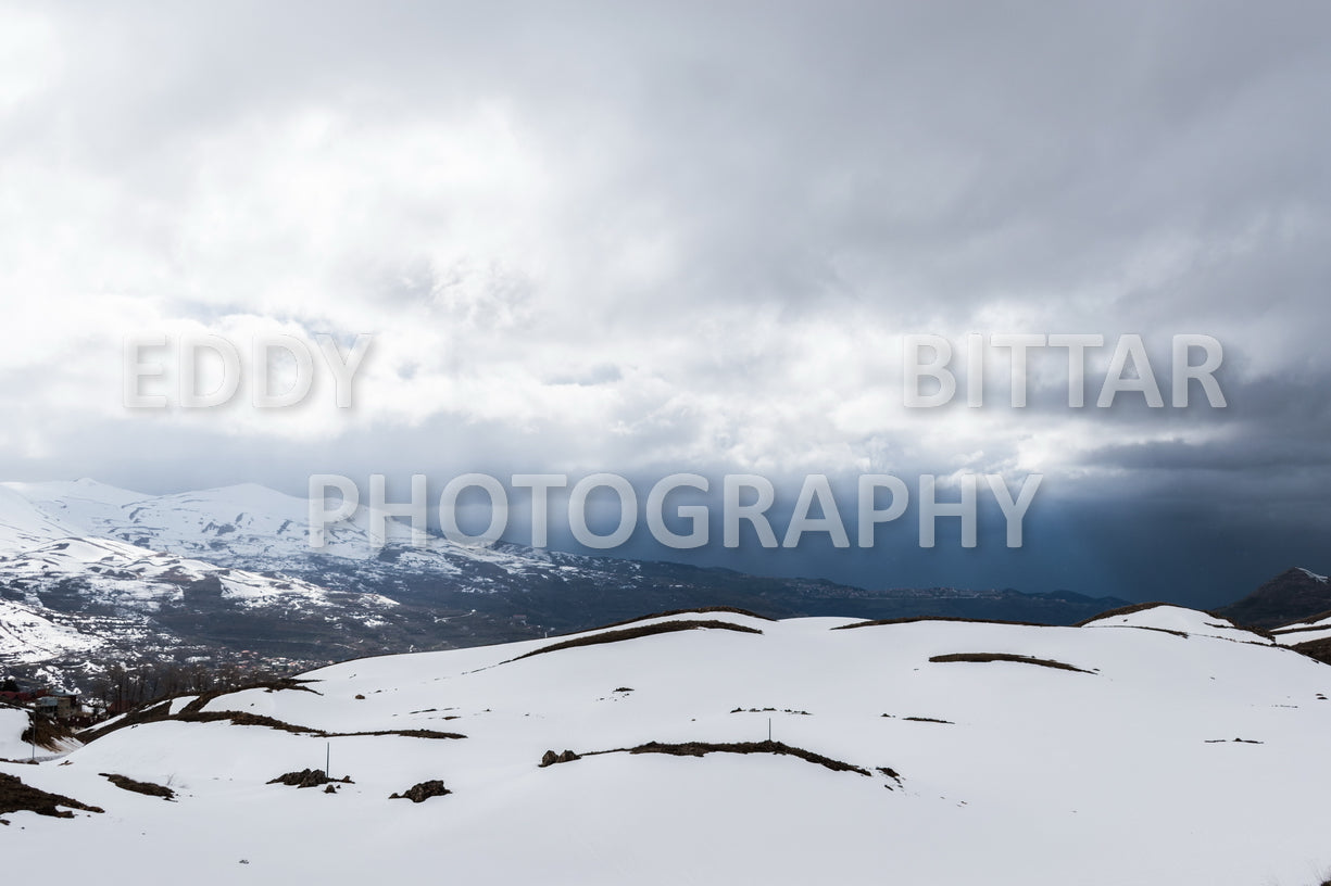 Snow-covered mountains in the Cedars