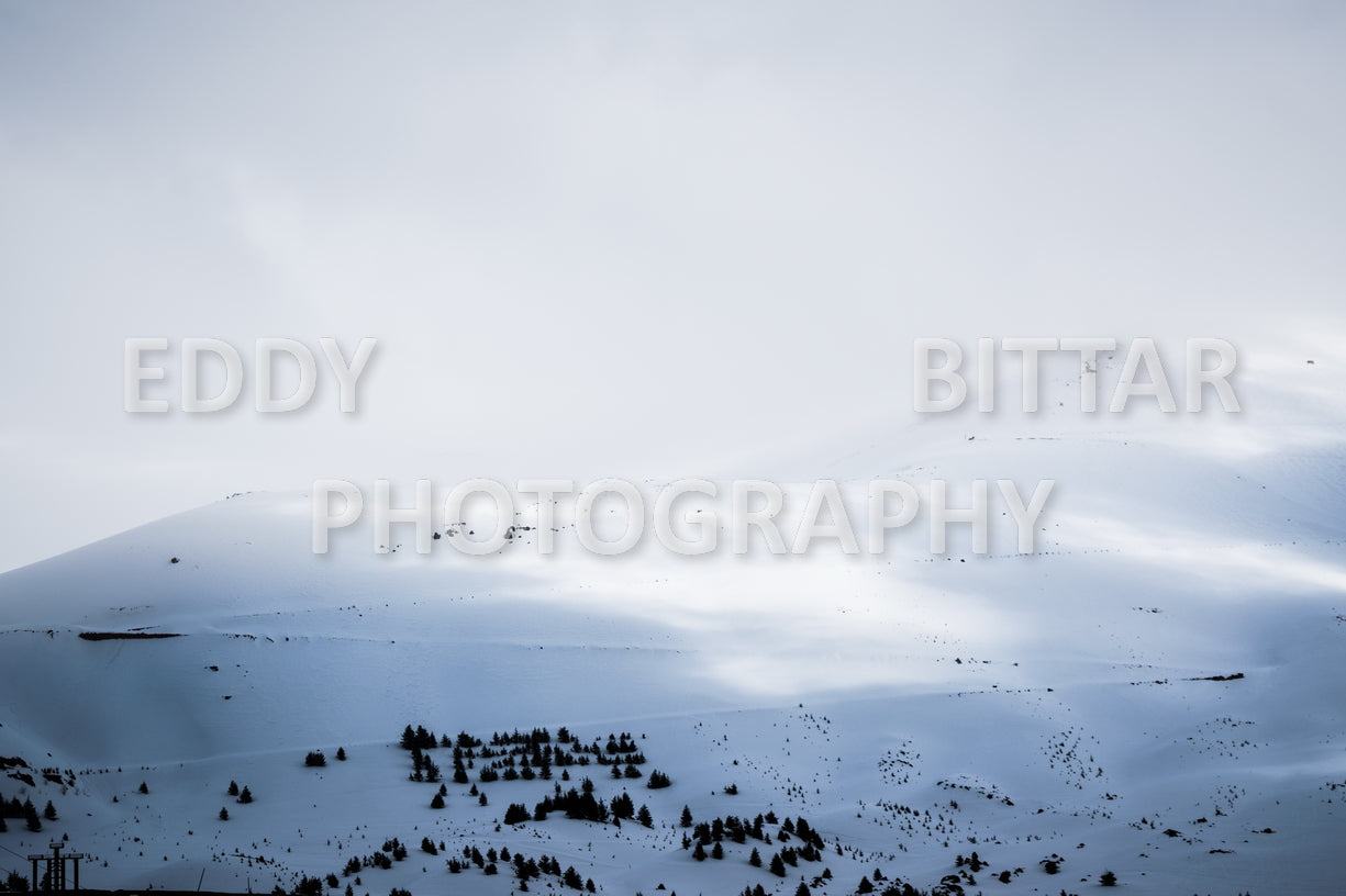 Snow-covered mountains in the Cedars