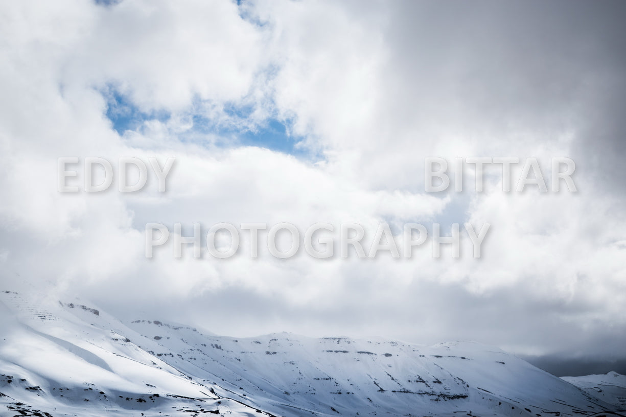 Snow-covered mountains in the Cedars