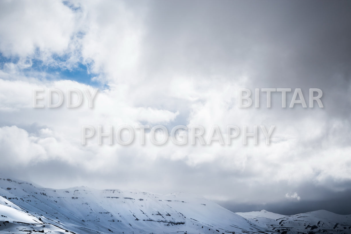 Snow-covered mountains in the Cedars