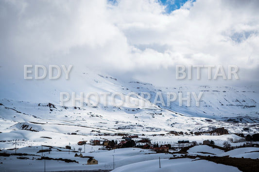 Snow-covered mountains in the Cedars