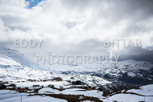 Snow-covered mountains in the Cedars