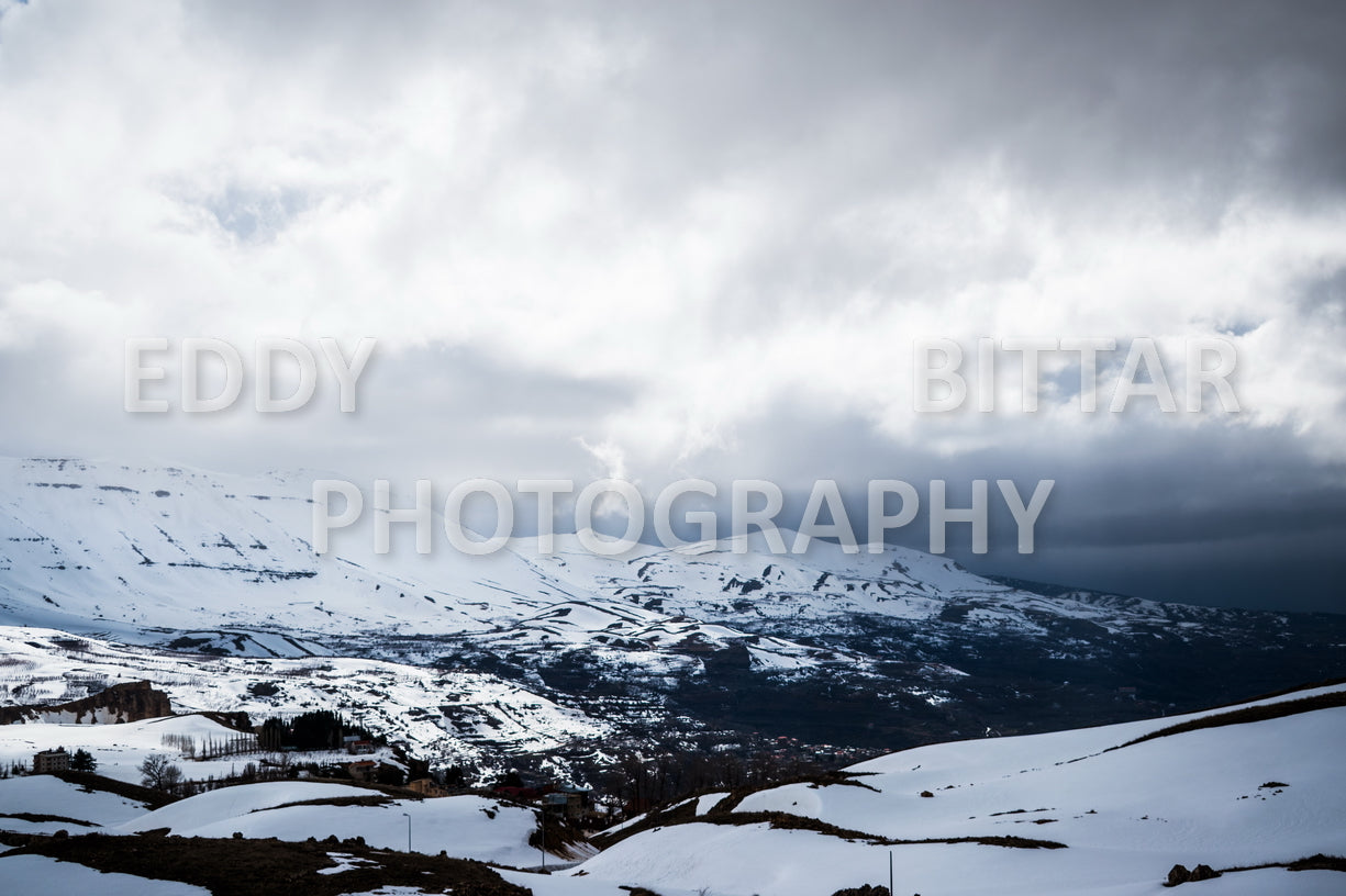 Snow-covered mountains in the Cedars