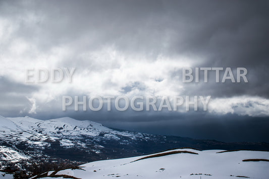 Snow-covered mountains in the Cedars