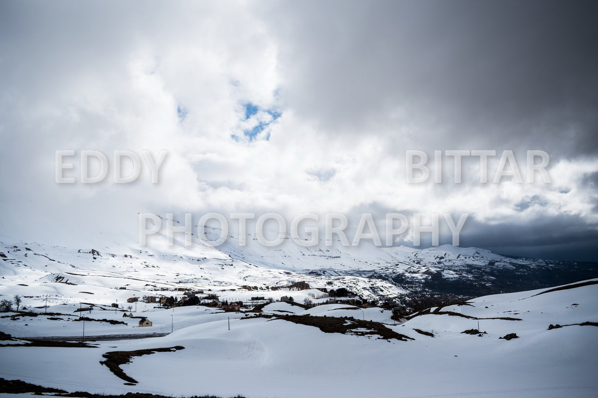 Snow-covered mountains in the Cedars