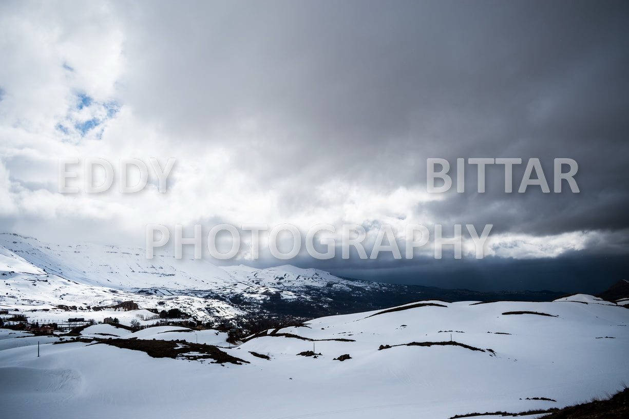 Snow-covered mountains in the Cedars