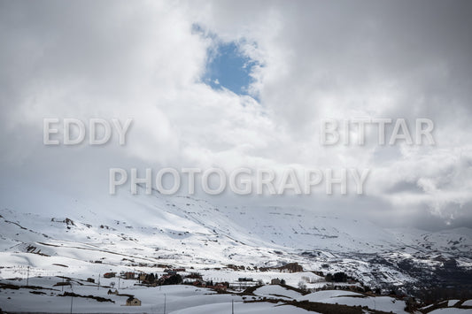 Snow-covered mountains in the Cedars