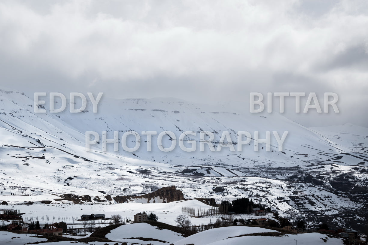 Snow-covered mountains in the Cedars