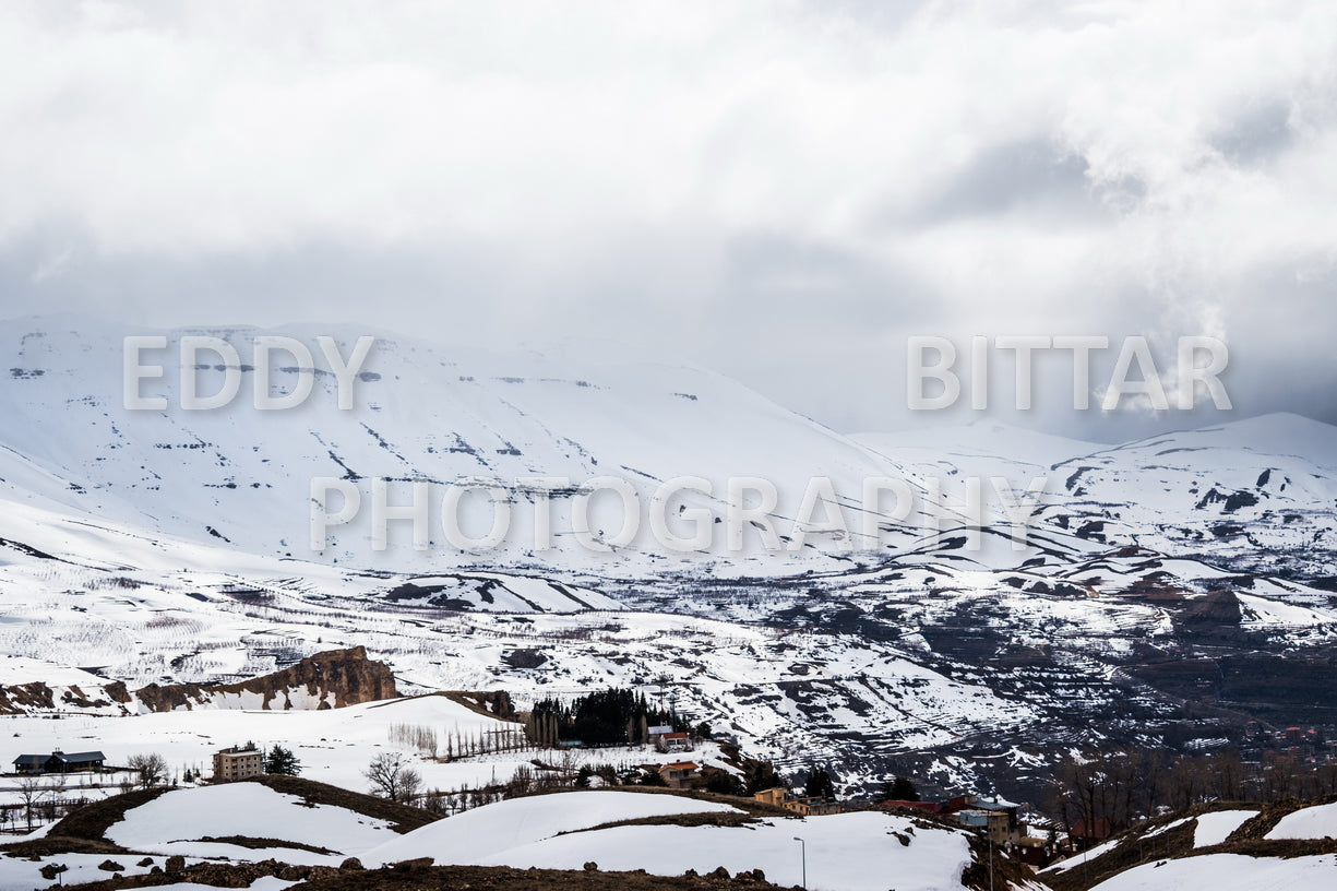 Snow-covered mountains in the Cedars