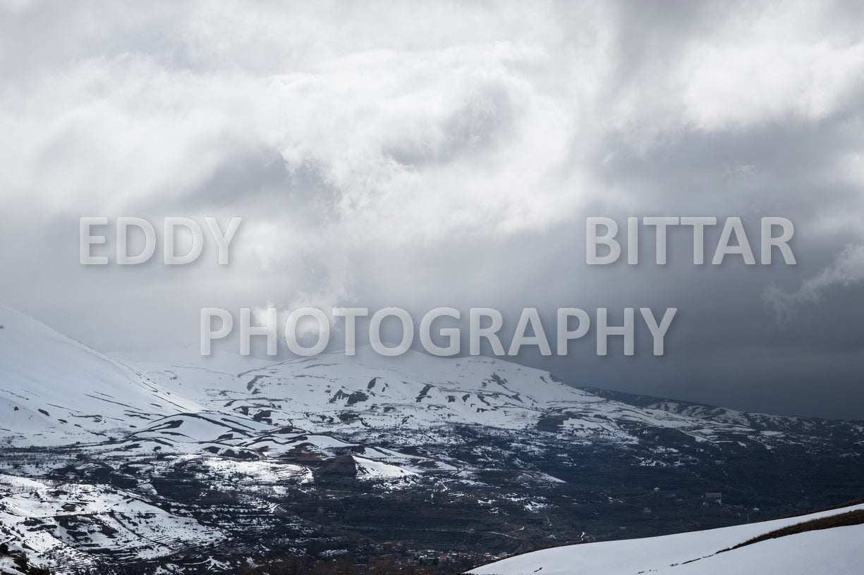 Snow-covered mountains in the Cedars