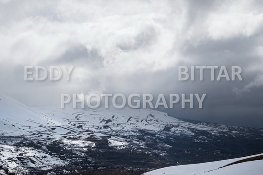 Snow-covered mountains in the Cedars