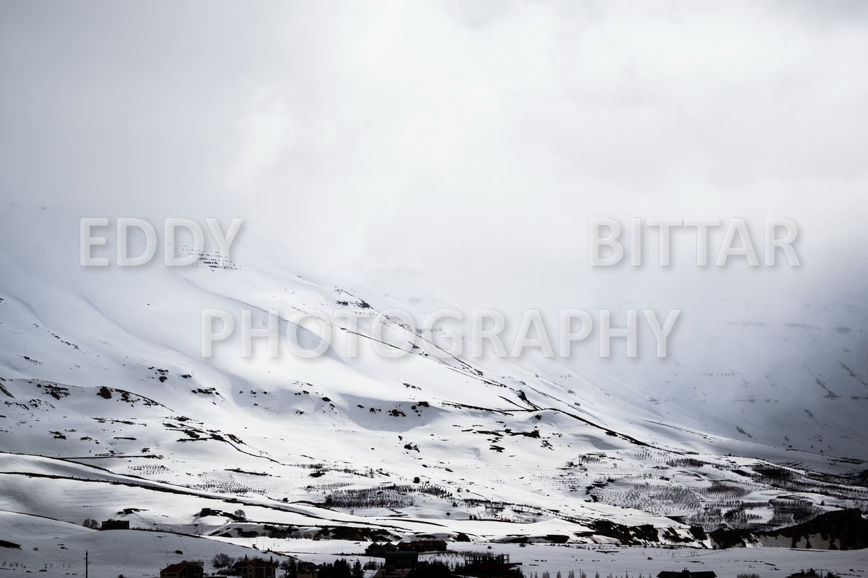 Snow-covered mountains in the Cedars