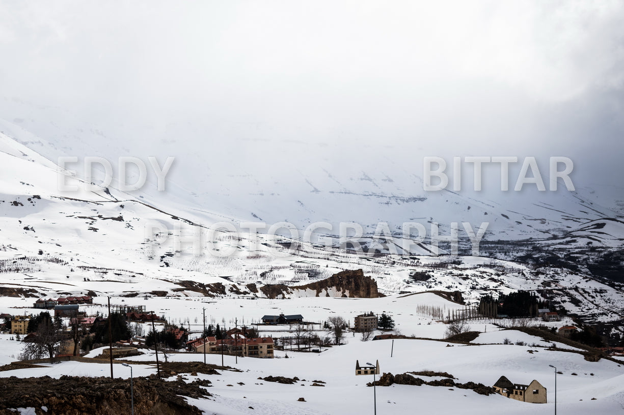 Snow-covered mountains in the Cedars