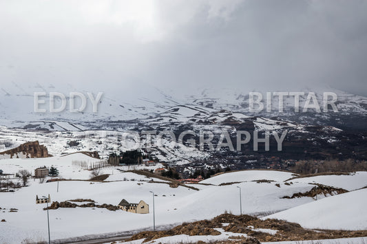 Snow-covered mountains in the Cedars