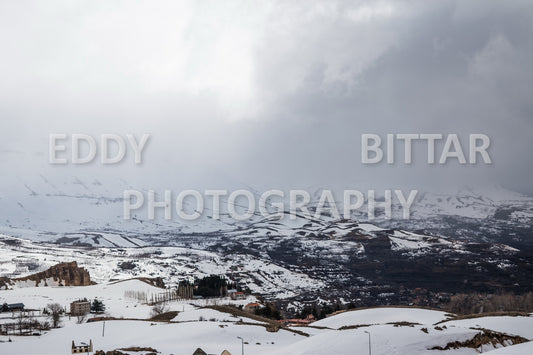 Snow-covered mountains in the Cedars