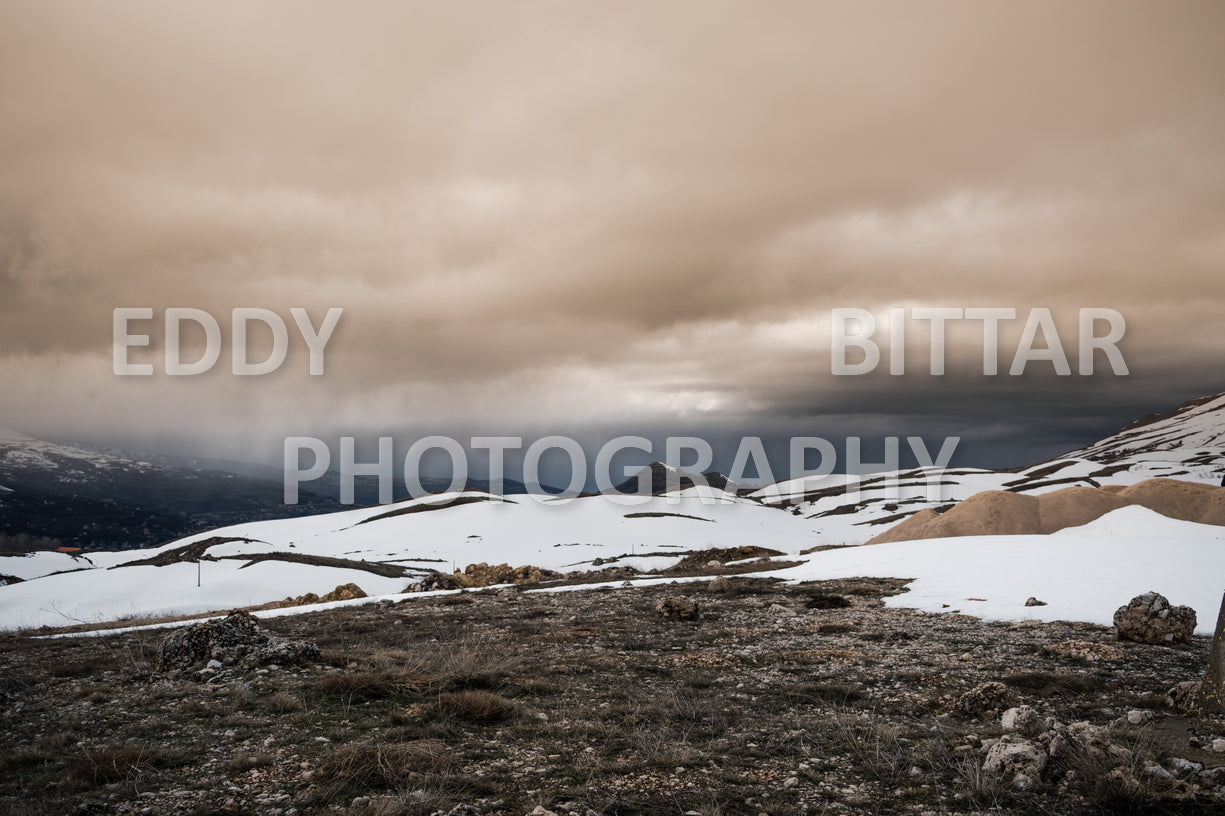 Snow-covered mountains in the Cedars