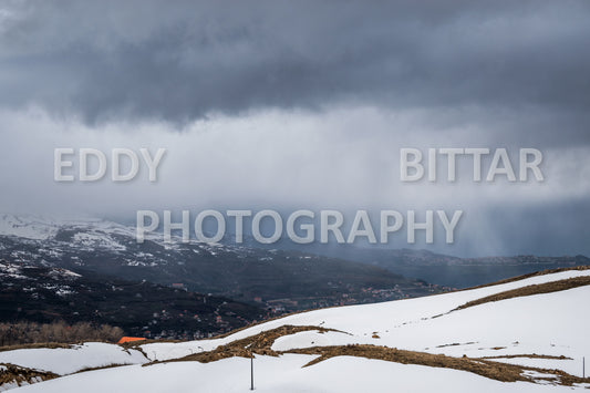 Snow-covered mountains in the Cedars