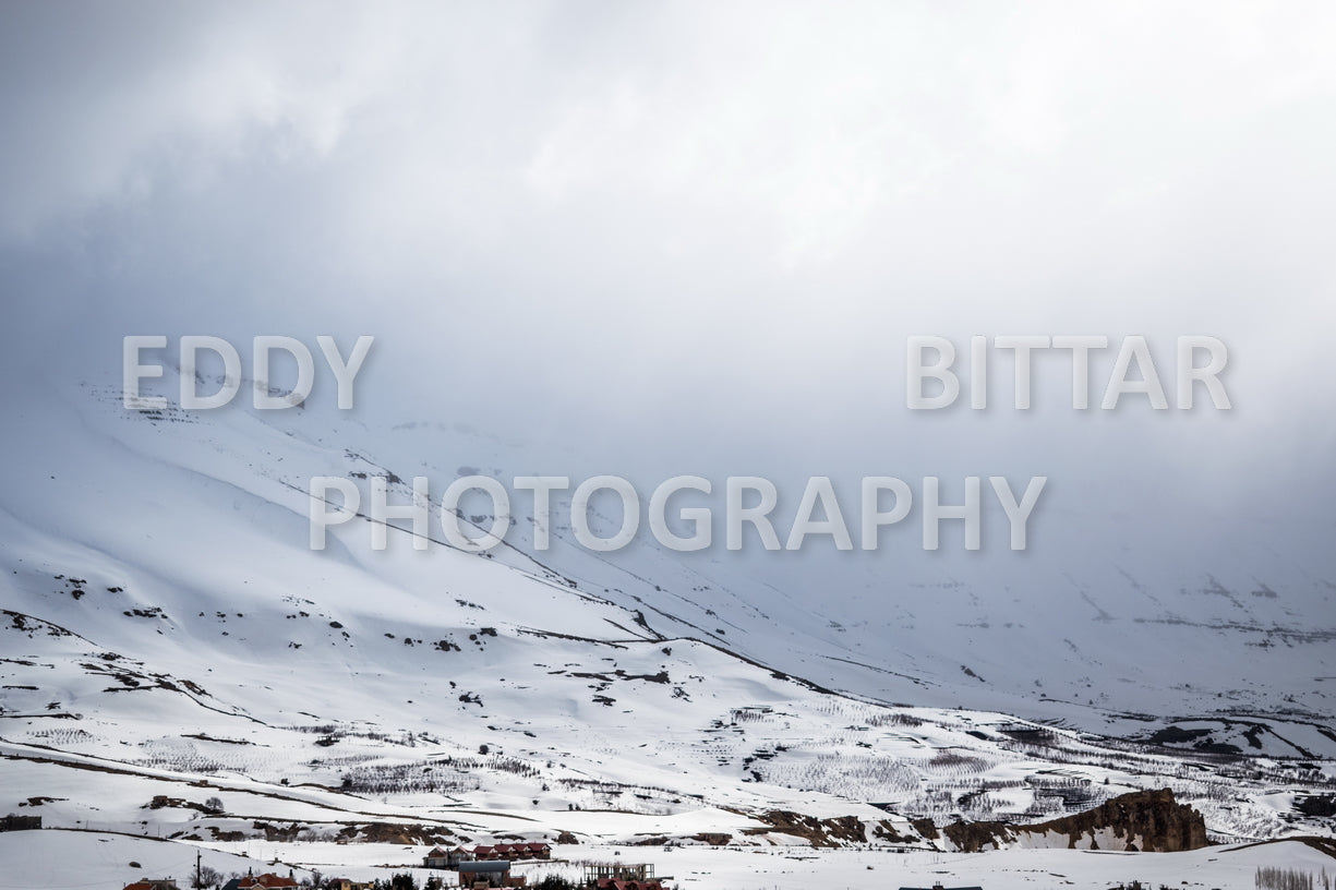 Snow-covered mountains in the Cedars