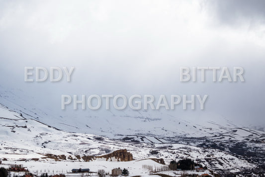 Snow-covered mountains in the Cedars