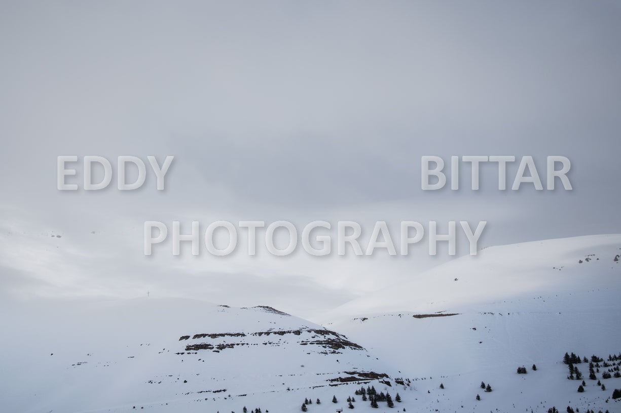 Snow-covered mountains in the Cedars