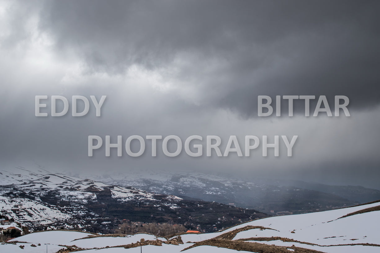 Snow-covered mountains in the Cedars