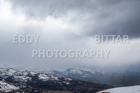 Snow-covered mountains in the Cedars