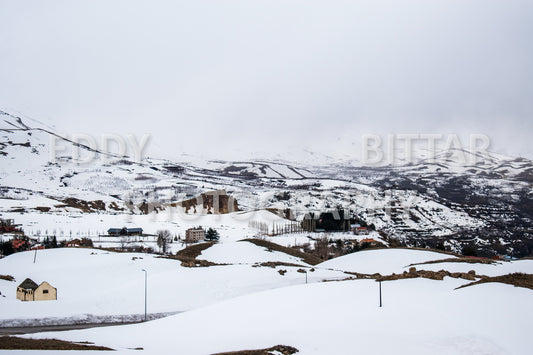 Snow-covered mountains in the Cedars