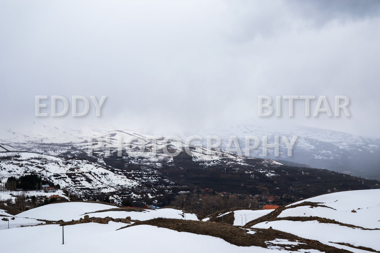 Snow-covered mountains in the Cedars