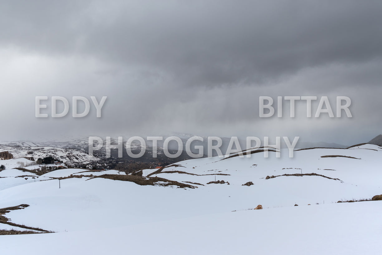 Snow-covered mountains in the Cedars