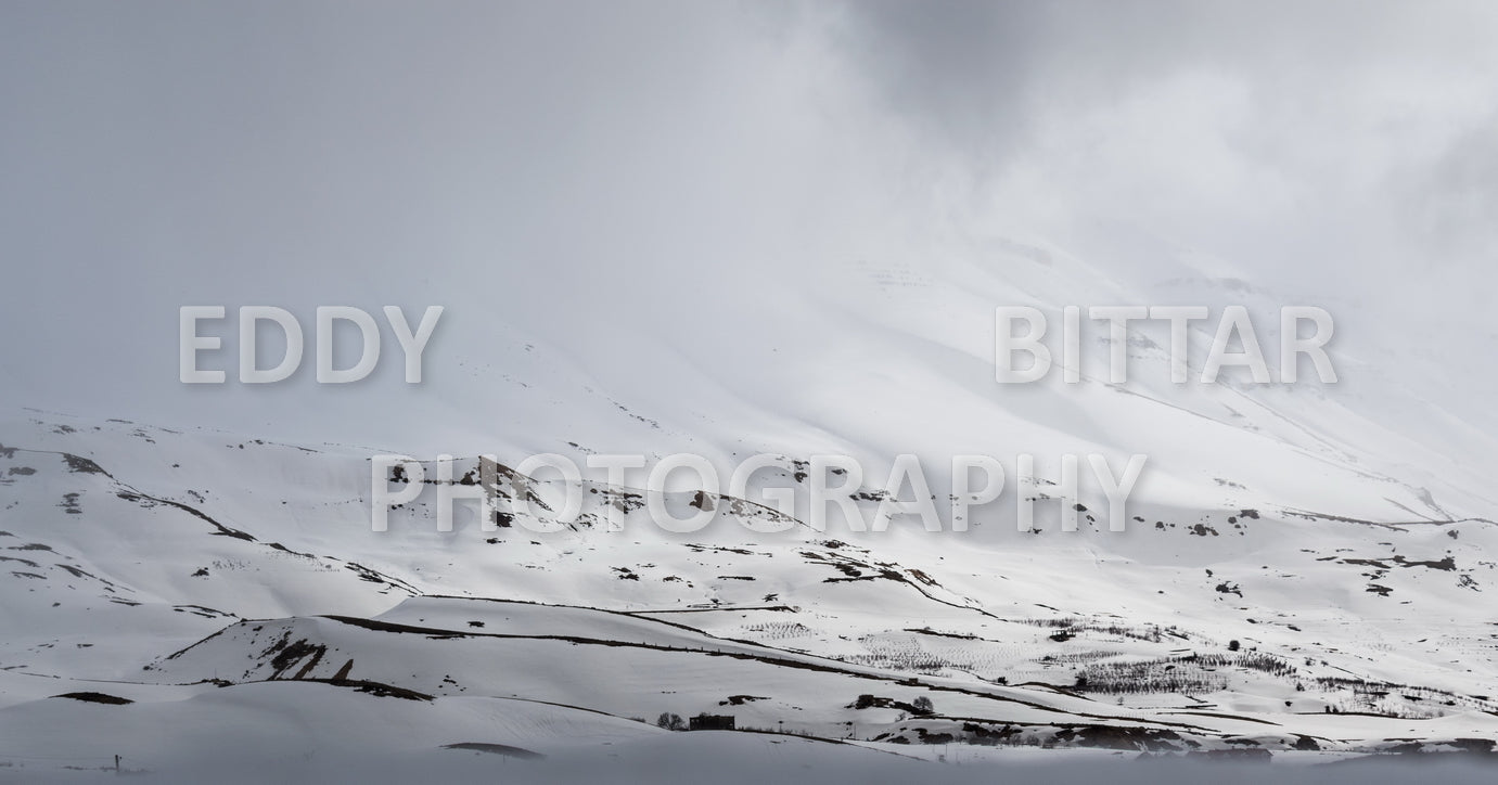 Snow-covered mountains in the Cedars