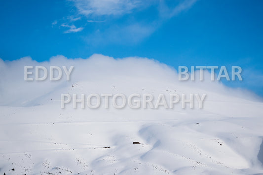 Snow-covered mountains in the Cedars