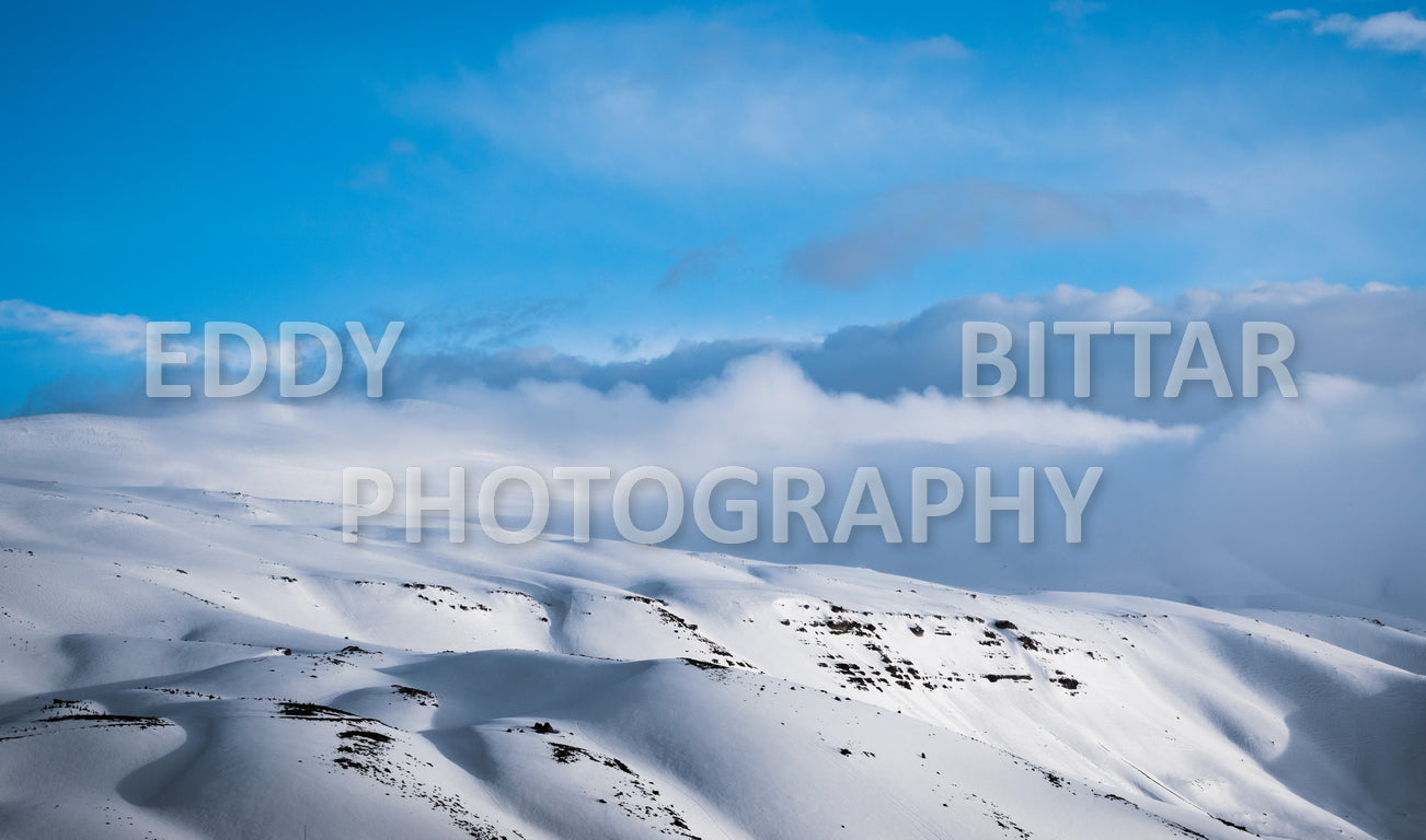 Snow-covered mountains in the Cedars