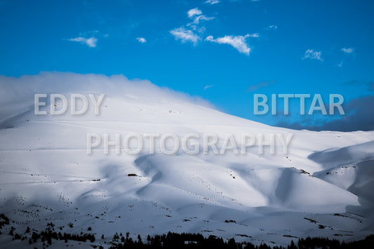 Snow-covered mountains in the Cedars