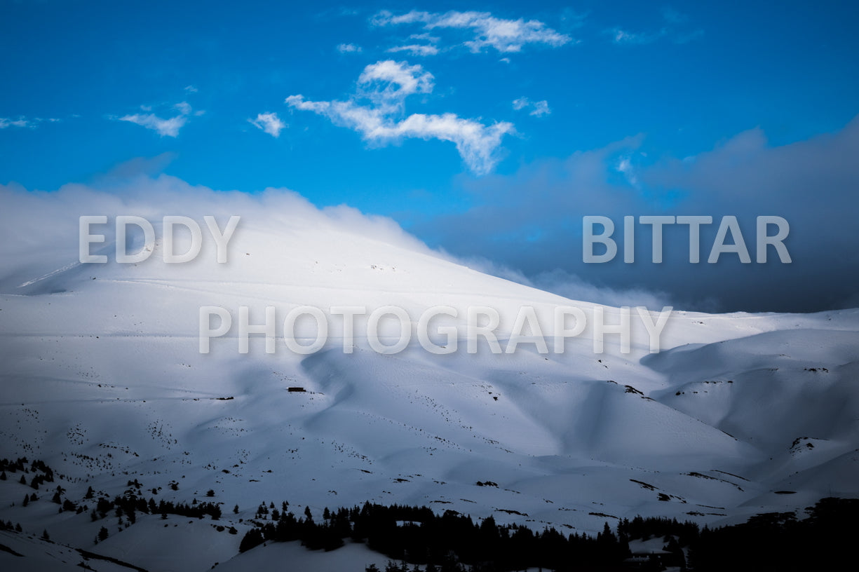 Snow-covered mountains in the Cedars