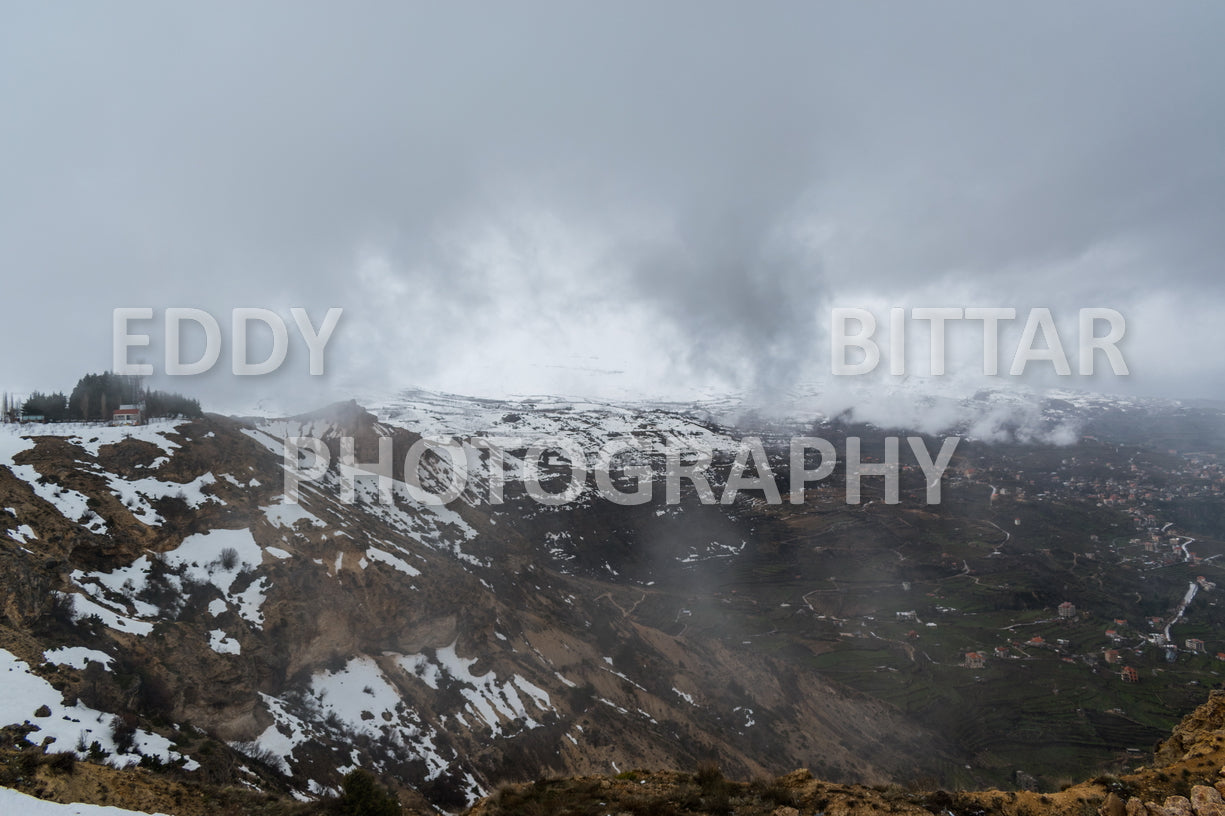 Snow-covered mountains in the Cedars