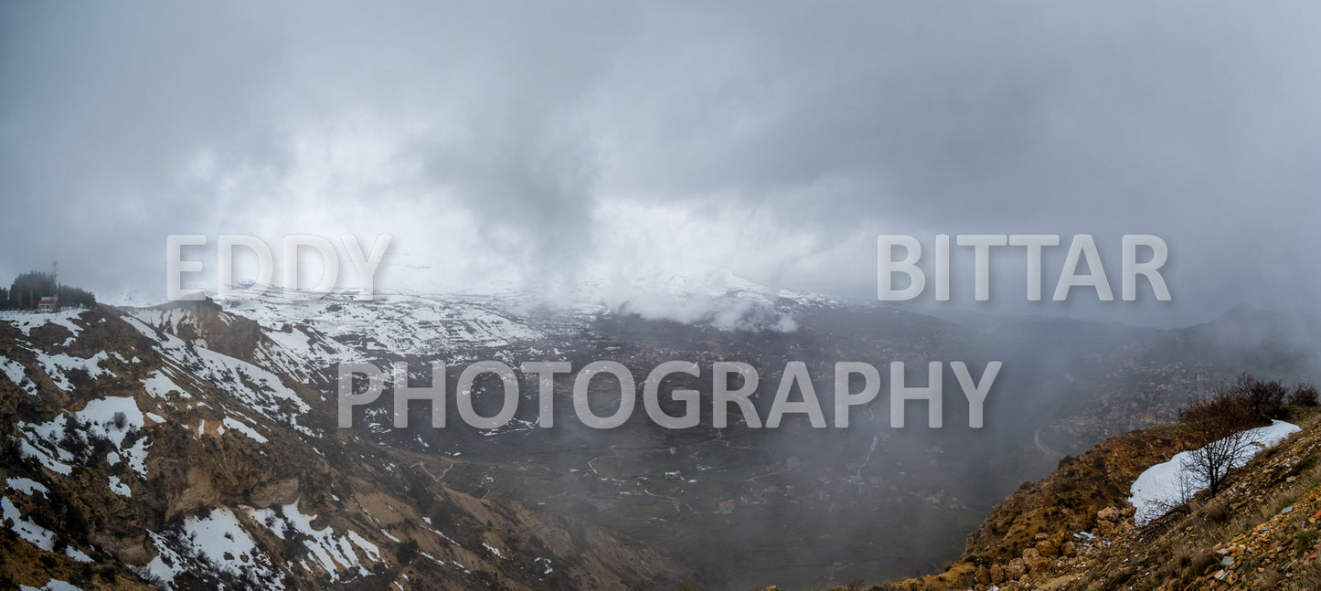 Snow-covered mountains in the Cedars